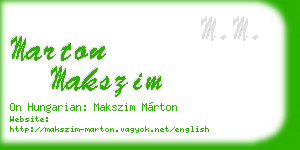 marton makszim business card