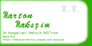 marton makszim business card